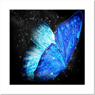 Glowing Blue Butterfly Posters and Art